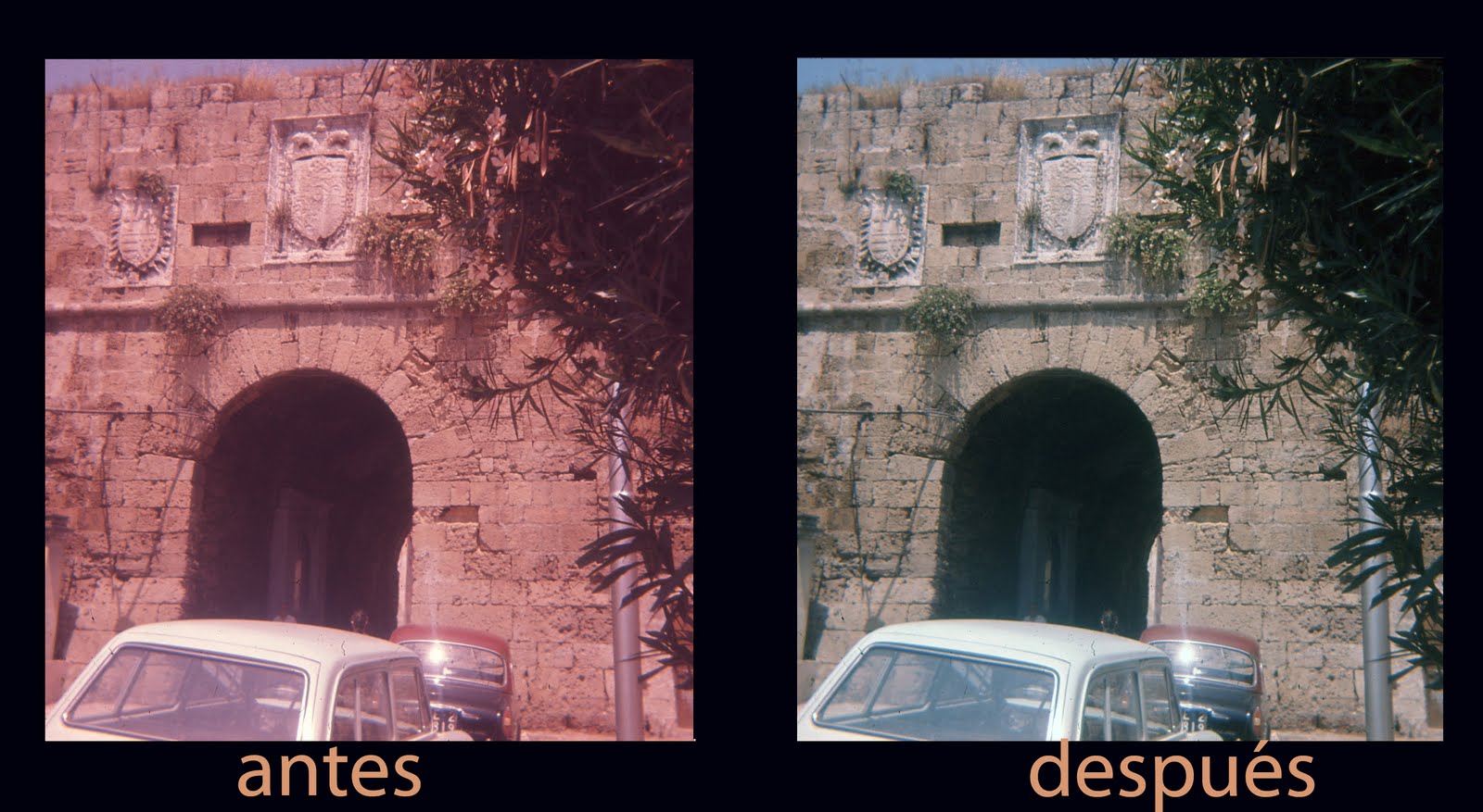 Restauración de foto antes y después - Okinas Digital